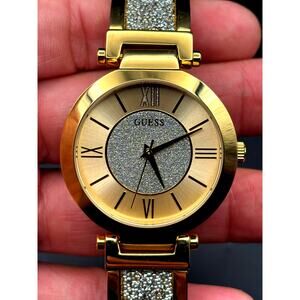 Guess Aurora Women's Gold-Tone Stainless Steel & Zwarovski Crystals Bangle Watch